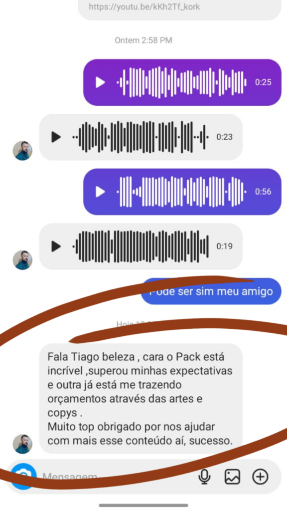 Depoimento de cliente do Pack Anúncios Prontos 3.0
